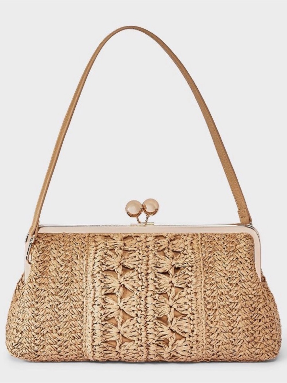NWT A New Day Straw Kiss Lock Clutch Bag - Picture 1 of 7